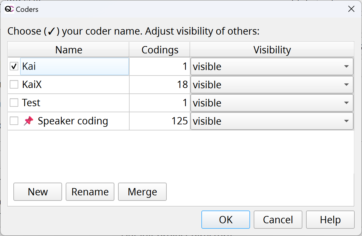 Coder dialog