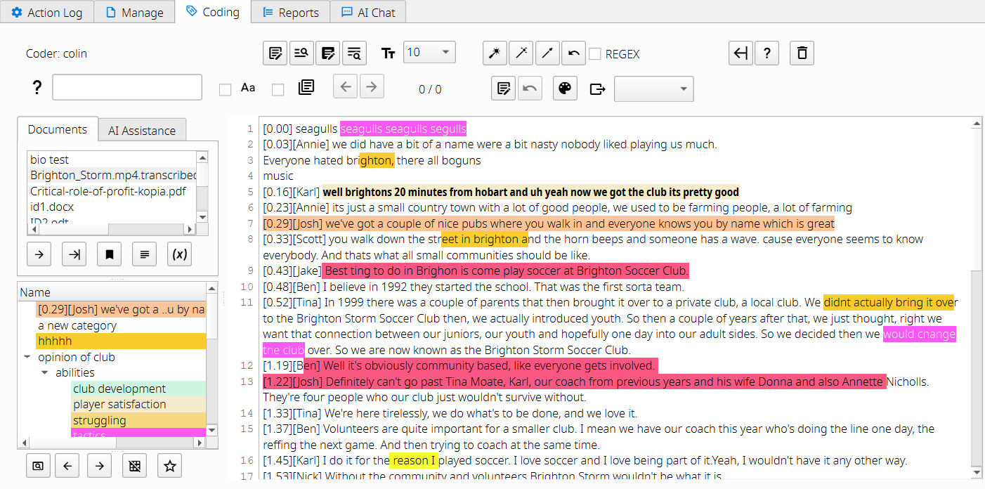 Coding text screen