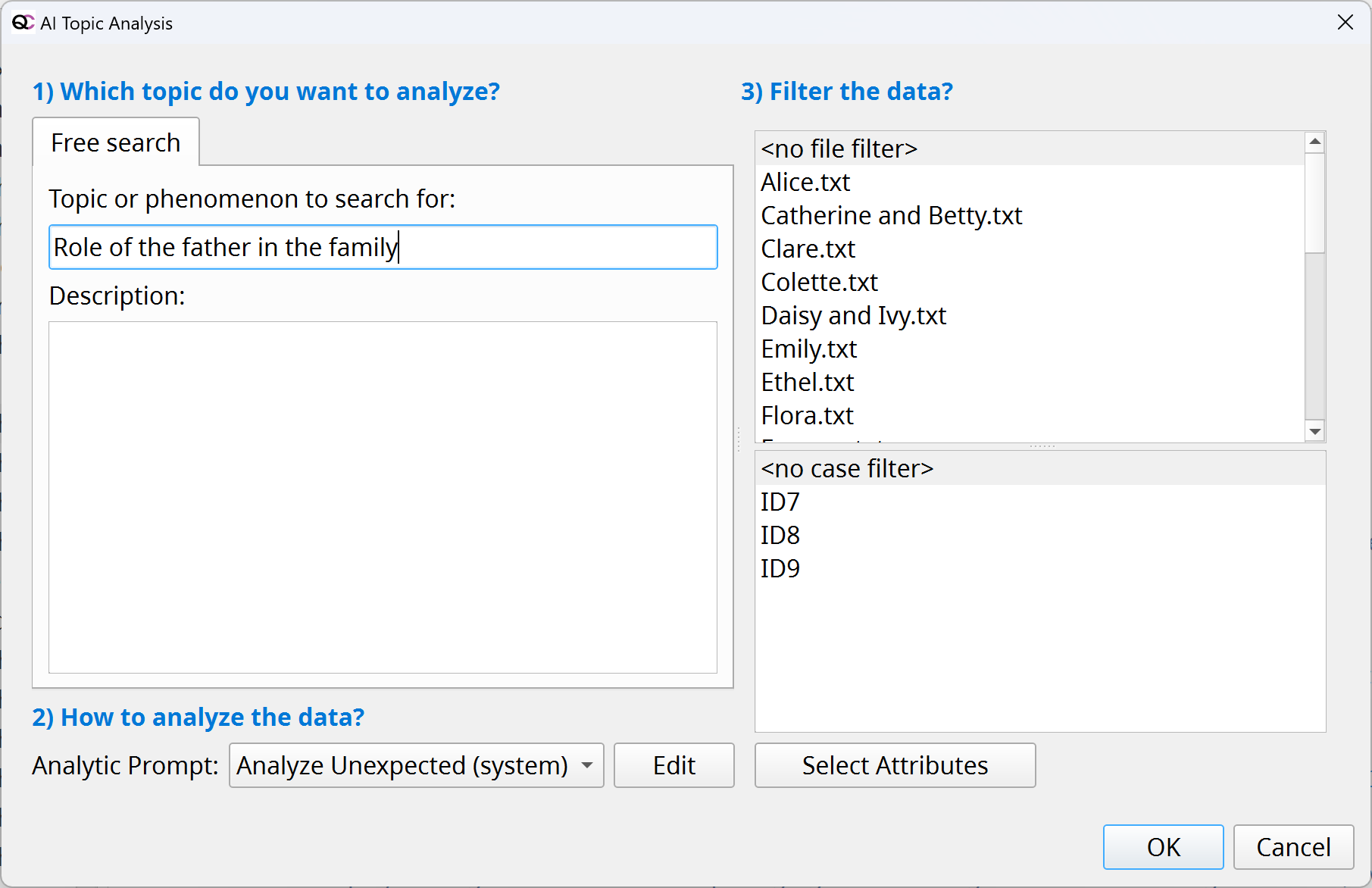 Screenshot New topic analysis chat