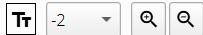 font and zoom buttons