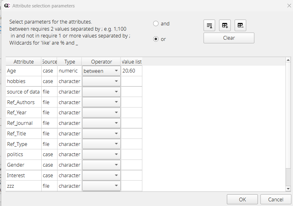 Attribute selection