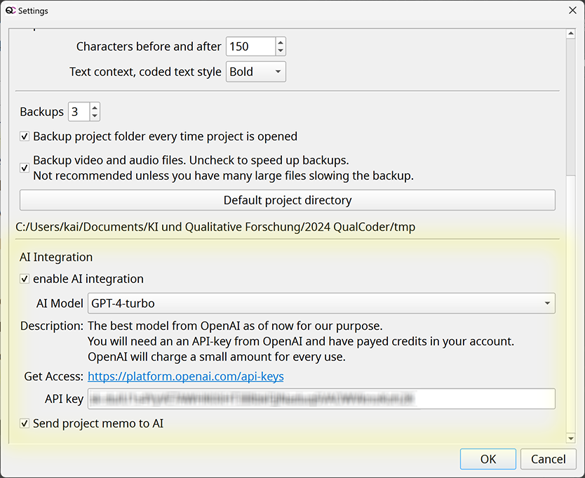 Screenshot AI Settings