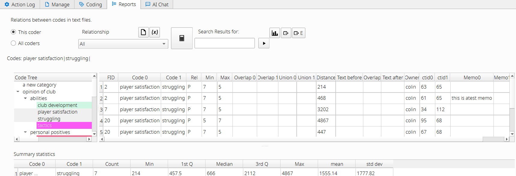 Code relations tables